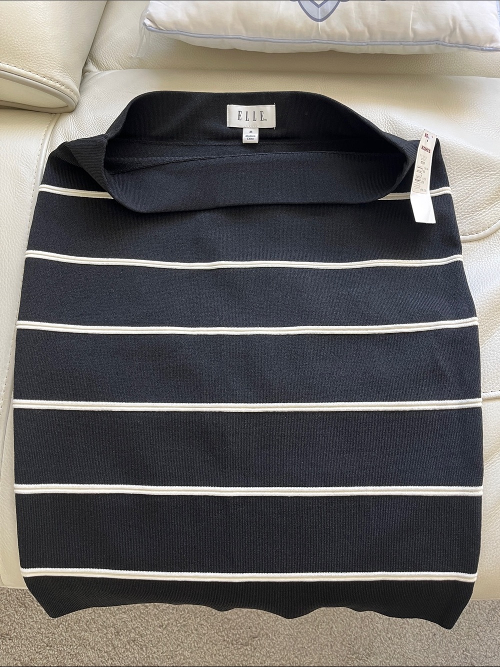 ELLE Black with White Stripe Pencil Skirt